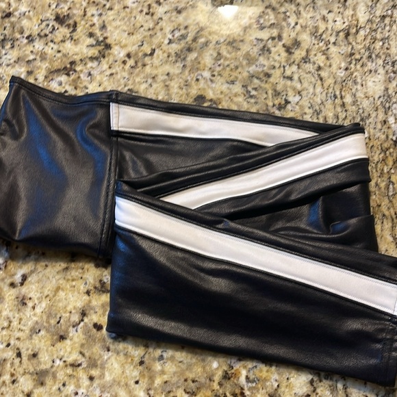 Spanx Large faux leather black with white stripe leggings - Picture 4 of 4